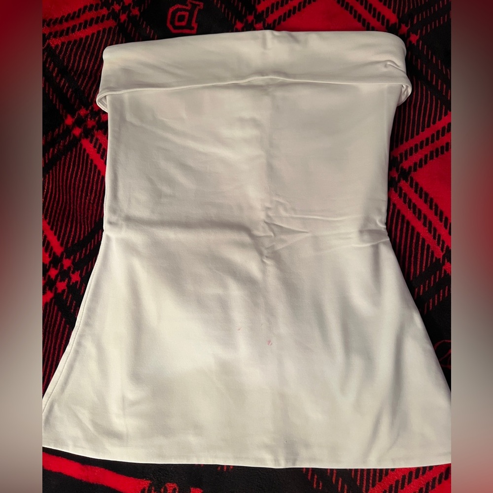 White Foldover Tube Top